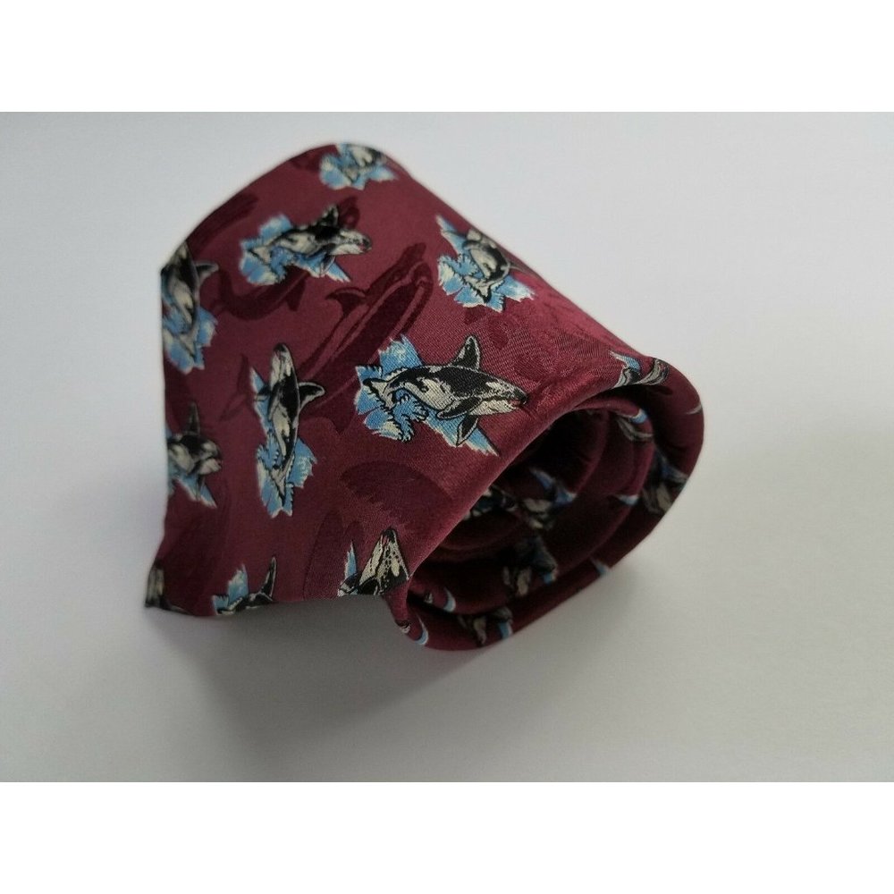 Killer Whale and Dolphin burgundy maroon 4 in tie Necktie date night